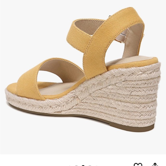 Life Stride Yellow and Cream Wedge Sandals with Espadrille Heel - Picture 12 of 15